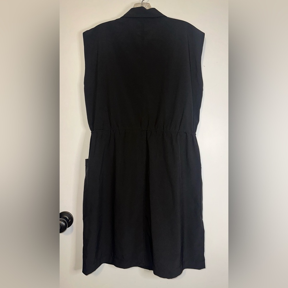 Calvin Klein Button Up Dress Womens Size 8 Black Collared Sleeveless Pockets - Picture 2 of 15